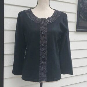 Belldini Sparkle Trim 3/4 Sleeve Cardigan | Belldini 3/4 Sleeve Cardigan Sweater